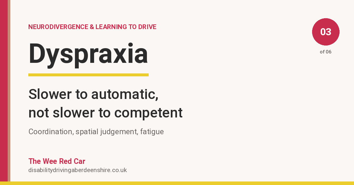 Dyspraxia and Learning to Drive: Slower to Automatic, Not Slower to Competent